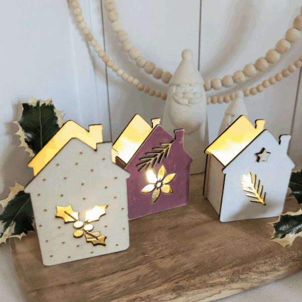 SVG Laserdatei 6 Designs Häuser Mini Haus zum füllen mit Blumen, Geld oder Ballonlicht Weihnachten Winter Mitbringsel SVG-Datei – Bild 9