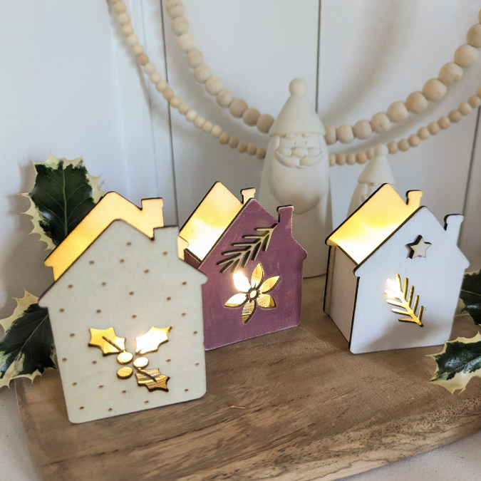 SVG Laserdatei 6 Designs Häuser Mini Haus zum füllen mit Blumen, Geld oder Ballonlicht Weihnachten Winter Mitbringsel SVG-Datei – Bild 9