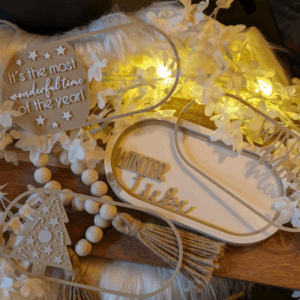 STL 3D Druck Datei 4er Set Winter Weihnachten Einleger für ovale Dekoteller 4 designs 3D-Datei 3D-Druck Vorlage