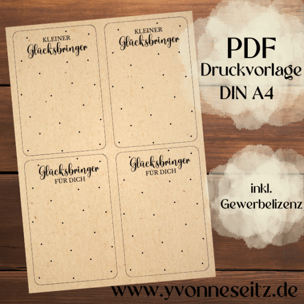 PRINT DRUCKVORLAGE PDF Verpackung Kleinigkeiten Geschenkkarte 2 Designs in der Tüte Glücksbringer Printable zum ausdrucken Glück to go Inlay