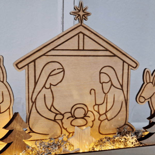 3mm und 4mm Krippe mit Box zum beleuchten Minikrippe SVG Laser Datei Weihnachten Heilige Nacht Krippenkulisse Weihnachtsdeko Weihnachten – Bild 17