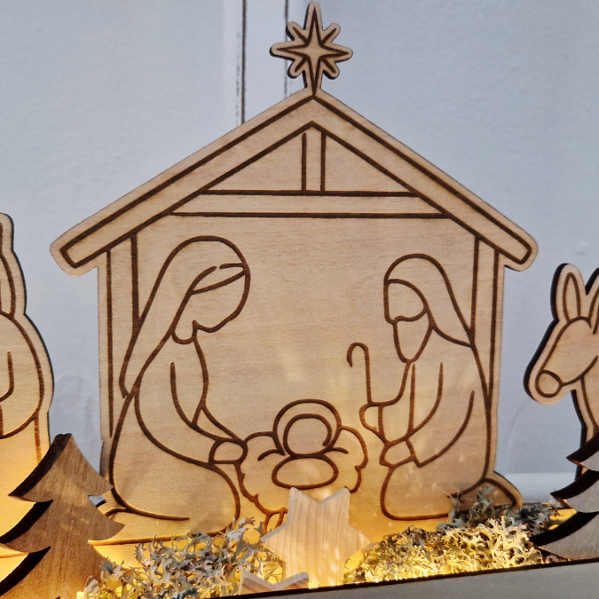 Krippe mit Box zum beleuchten 3mm und 4mm Minikrippe SVG Laser Datei Weihnachten Heilige Nacht Krippenkulisse Weihnachtsdeko Weihnachten – Bild 17