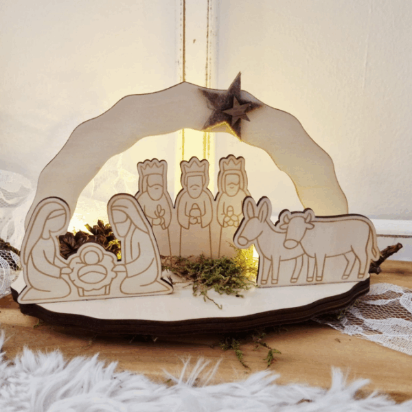 3mm und 4mm Krippe aus Holz mit Figuren zum stecken Kulisse Minikrippe Teller für Krippe SVG Laser Datei Weihnachten Heilige Nacht – Bild 14