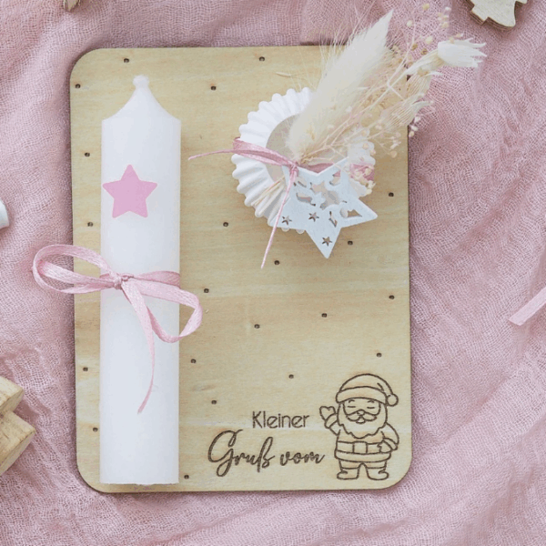 6 Designs Laserdatei Halter für Kerzen, Kerzenständer Geld Verpackung für Gutscheine Kleinigkeiten Weihnachten Nikolaus Christkind SVG Datei – Bild 8