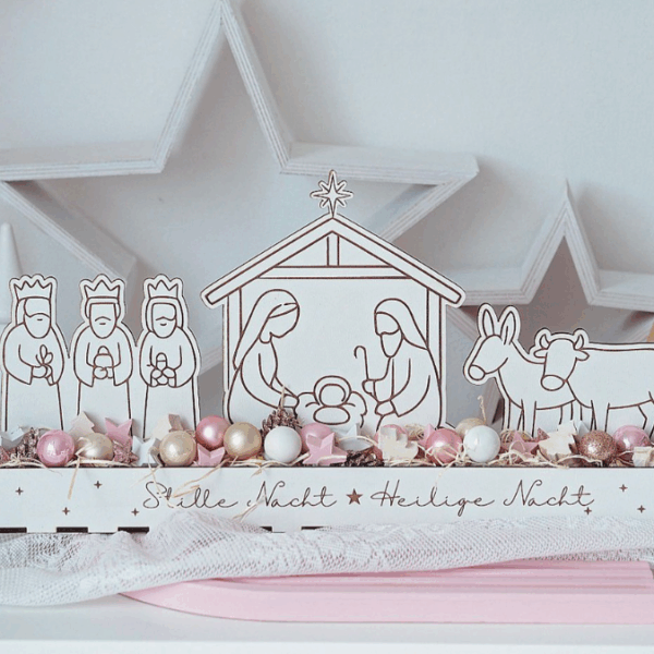 3mm und 4mm Krippe mit Box zum beleuchten Minikrippe SVG Laser Datei Weihnachten Heilige Nacht Krippenkulisse Weihnachtsdeko Weihnachten – Bild 6