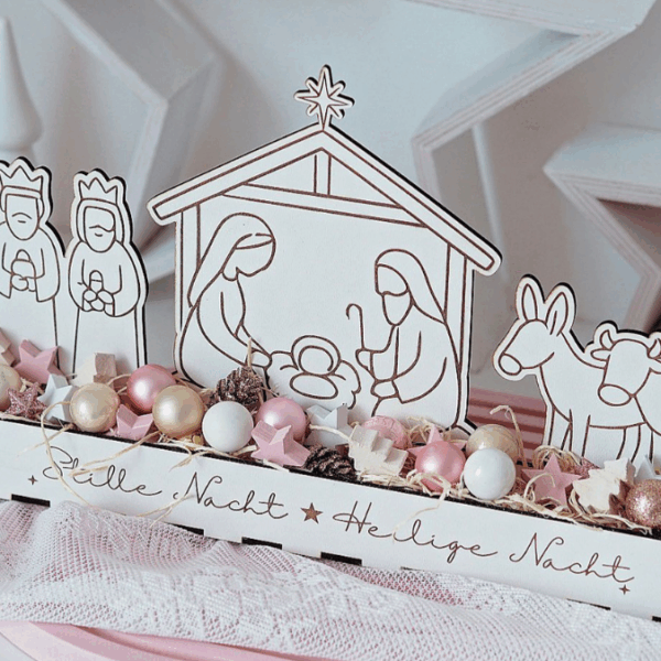 3mm und 4mm Krippe mit Box zum beleuchten Minikrippe SVG Laser Datei Weihnachten Heilige Nacht Krippenkulisse Weihnachtsdeko Weihnachten – Bild 7