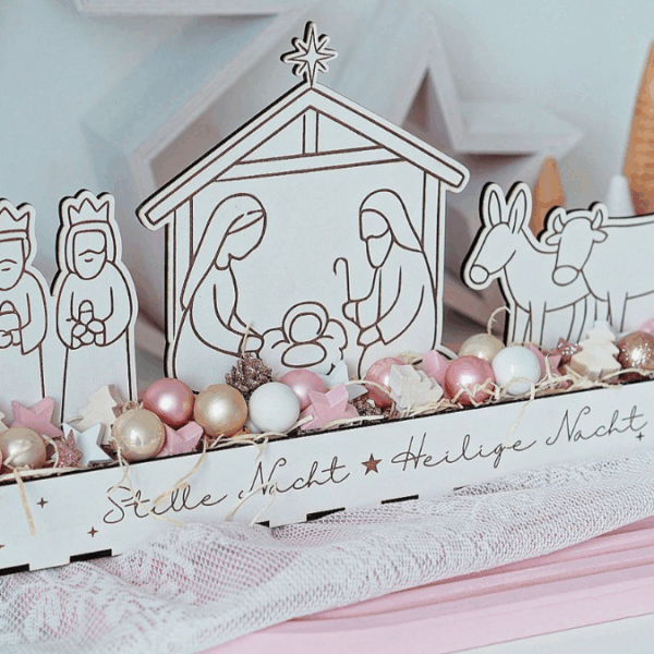 3mm und 4mm Krippe mit Box zum beleuchten Minikrippe SVG Laser Datei Weihnachten Heilige Nacht Krippenkulisse Weihnachtsdeko Weihnachten – Bild 8