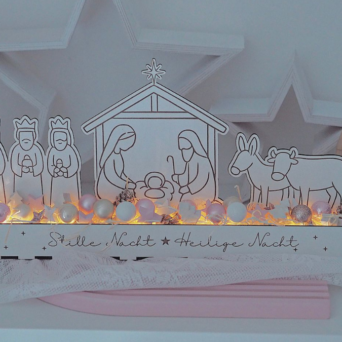 Krippe mit Box zum beleuchten 3mm und 4mm Minikrippe SVG Laser Datei Weihnachten Heilige Nacht Krippenkulisse Weihnachtsdeko Weihnachten – Bild 9