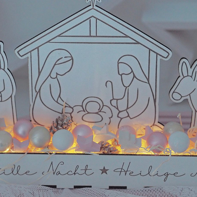 Krippe mit Box zum beleuchten 3mm und 4mm Minikrippe SVG Laser Datei Weihnachten Heilige Nacht Krippenkulisse Weihnachtsdeko Weihnachten – Bild 10