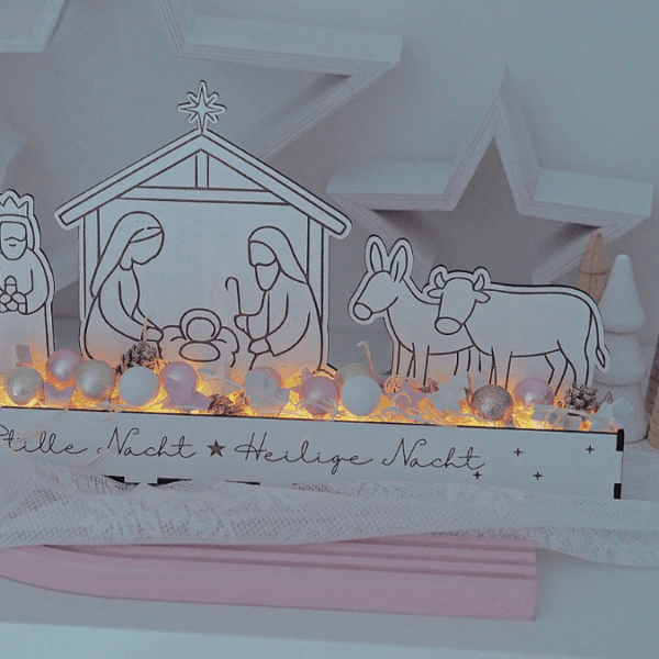 3mm und 4mm Krippe mit Box zum beleuchten Minikrippe SVG Laser Datei Weihnachten Heilige Nacht Krippenkulisse Weihnachtsdeko Weihnachten – Bild 13