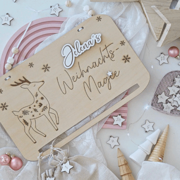 4 Designs Adventskalender SVG Laser Datei Skandi für Kinder und Erwachsene Boho Scandi Kalender Diy Balerina Vogel  Weihnachtshäuschen Haus Schneekugel – Bild 8
