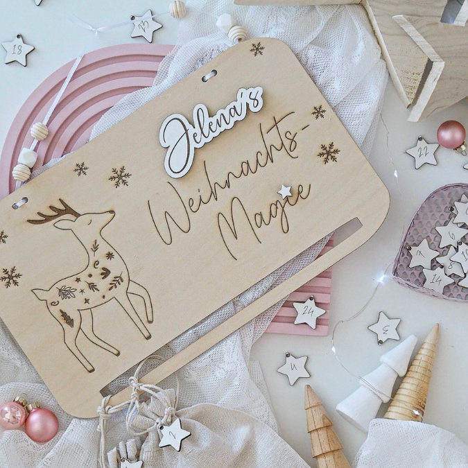 4 Designs Adventskalender SVG Laser Datei Skandi für Kinder und Erwachsene Boho Scandi Kalender Diy Balerina Vogel Weihnachtshäuschen Haus Schneekugel – Bild 8