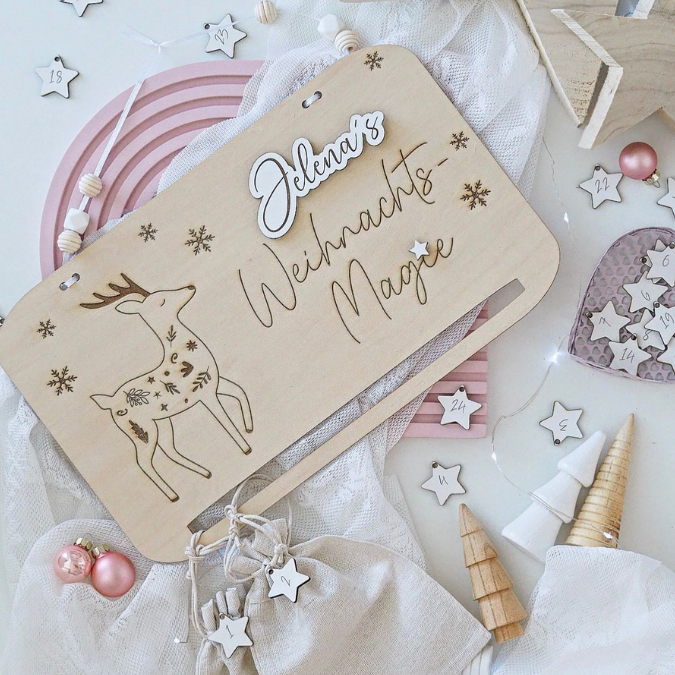 4 Designs Adventskalender SVG Laser Datei Skandi für Kinder und Erwachsene Boho Scandi Kalender Diy Balerina Vogel Weihnachtshäuschen Haus Schneekugel – Bild 13