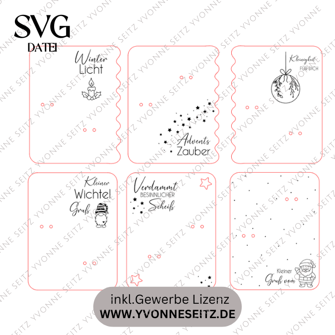 6 Designs Laserdatei Halter für Kerzen, Kerzenständer Geld Verpackung für Gutscheine Kleinigkeiten Weihnachten Nikolaus Christkind SVG Datei – Bild 2