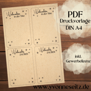 PRINT DRUCKVORLAGE PDF Verpackung Kleinigkeiten Geschenkkarte 2 Designs Weihnachtszauber Weihnachten in der Tüte Printable zum ausdrucken