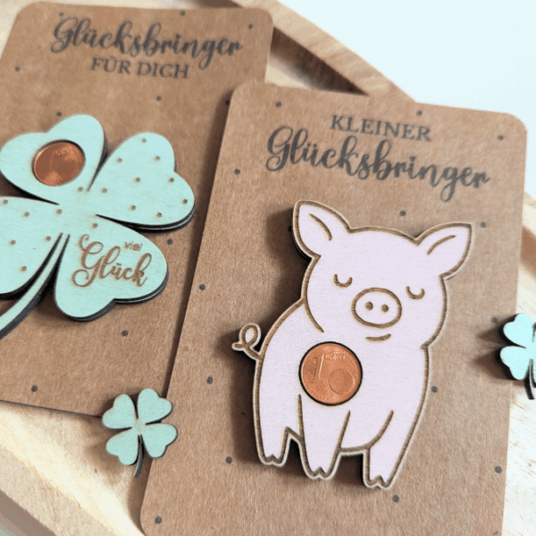 PRINT DRUCKVORLAGE PDF Verpackung Kleinigkeiten Geschenkkarte 2 Designs in der Tüte Glücksbringer Printable zum ausdrucken Glück to go Inlay – Bild 7