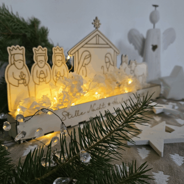 3mm und 4mm Krippe mit Box zum beleuchten Minikrippe SVG Laser Datei Weihnachten Heilige Nacht Krippenkulisse Weihnachtsdeko Weihnachten – Bild 14