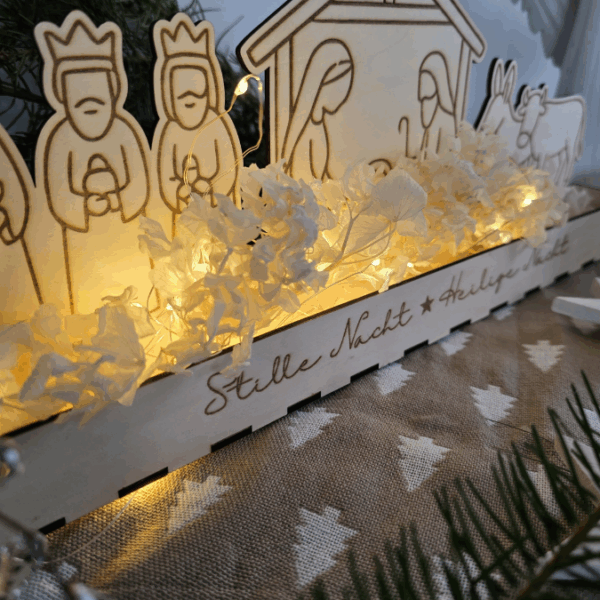 3mm und 4mm Krippe mit Box zum beleuchten Minikrippe SVG Laser Datei Weihnachten Heilige Nacht Krippenkulisse Weihnachtsdeko Weihnachten – Bild 15