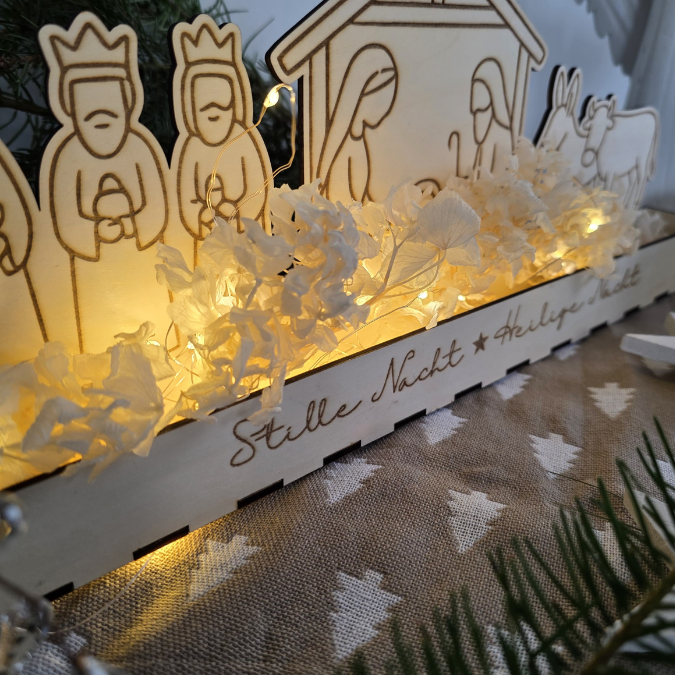 Krippe mit Box zum beleuchten 3mm und 4mm Minikrippe SVG Laser Datei Weihnachten Heilige Nacht Krippenkulisse Weihnachtsdeko Weihnachten – Bild 15