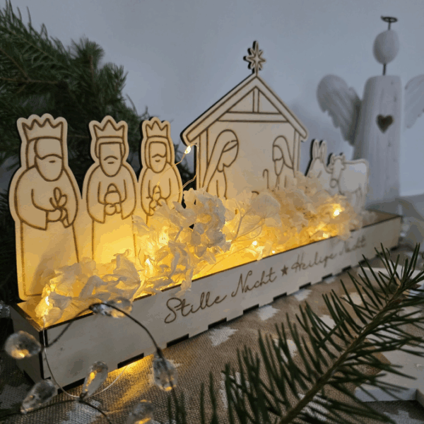 3mm und 4mm Krippe mit Box zum beleuchten Minikrippe SVG Laser Datei Weihnachten Heilige Nacht Krippenkulisse Weihnachtsdeko Weihnachten – Bild 21