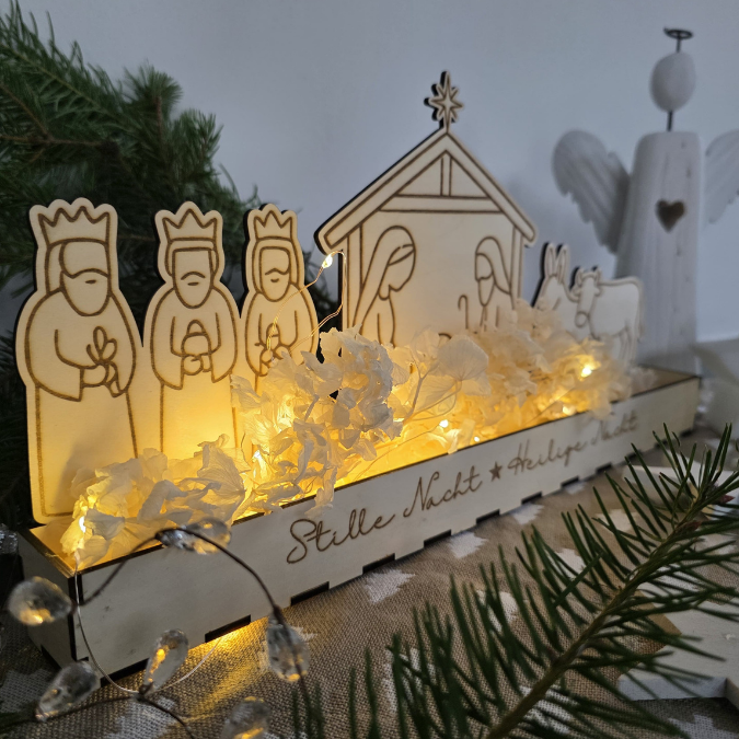 Krippe mit Box zum beleuchten 3mm und 4mm Minikrippe SVG Laser Datei Weihnachten Heilige Nacht Krippenkulisse Weihnachtsdeko Weihnachten – Bild 16