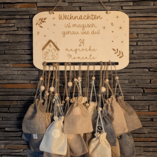 4 Designs Adventskalender SVG Laser Datei Skandi für Kinder und Erwachsene Boho Scandi Kalender Diy Balerina Vogel  Weihnachtshäuschen Haus Schneekugel – Bild 6