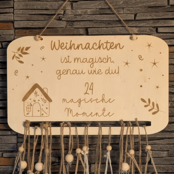 4 Designs Adventskalender SVG Laser Datei Skandi für Kinder und Erwachsene Boho Scandi Kalender Diy Balerina Vogel  Weihnachtshäuschen Haus Schneekugel – Bild 9