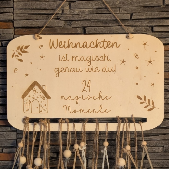 4 Designs Adventskalender SVG Laser Datei Skandi für Kinder und Erwachsene Boho Scandi Kalender Diy Balerina Vogel Weihnachtshäuschen Haus Schneekugel – Bild 9