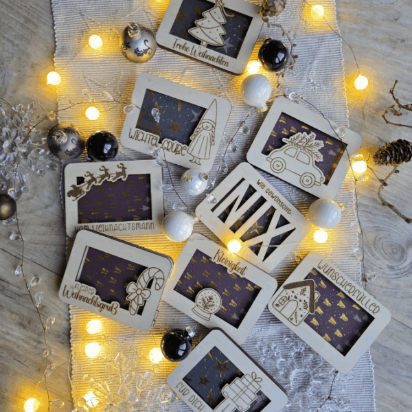 12 Designs Laserdatei Verpackung für Gutscheinkarten Gutscheine Geld Weihnachten Nikolaus Christkind Geldgeschenk Wunschgutschein SVG Datei – Bild 5