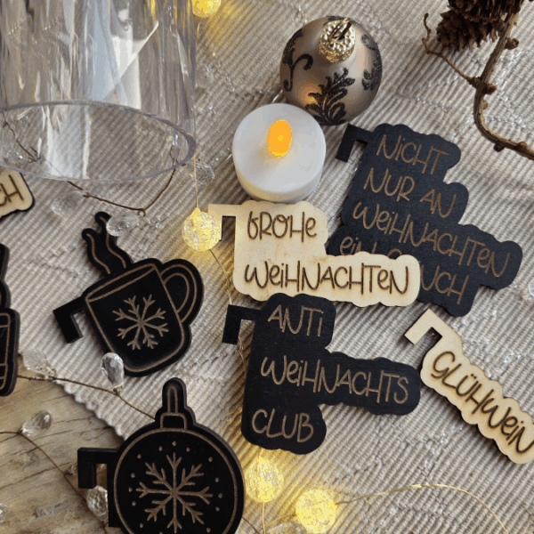 30Designs SVG Laserdatei 6 Glasanhänger Glasmarkierer Anhänger für Gläser und Tassen Weihnachten Silvester Winter Anti-Weihnachten SVG-Datei – Bild 23