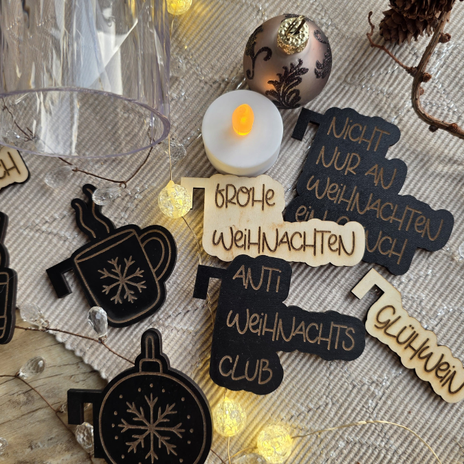 30Designs SVG Laserdatei 6 Glasanhänger Glasmarkierer Anhänger für Gläser und Tassen Weihnachten Silvester Winter Anti-Weihnachten SVG-Datei – Bild 23