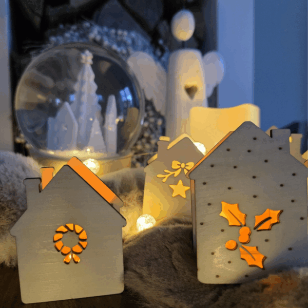 SVG Laserdatei 6 Designs Häuser Mini Haus zum füllen mit Blumen, Geld oder Ballonlicht Weihnachten Winter Mitbringsel SVG-Datei – Bild 12