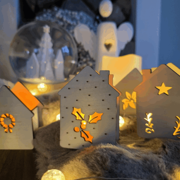 SVG Laserdatei 6 Designs Häuser Mini Haus zum füllen mit Blumen, Geld oder Ballonlicht Weihnachten Winter Mitbringsel SVG-Datei – Bild 14