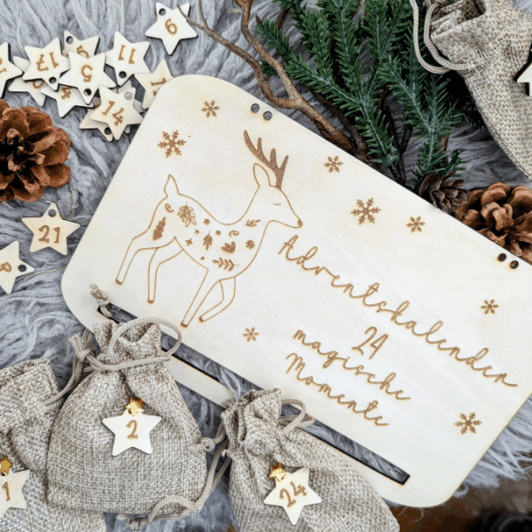 4 Designs Adventskalender SVG Laser Datei Skandi für Kinder und Erwachsene Boho Scandi Kalender Diy Balerina Vogel  Weihnachtshäuschen Haus Schneekugel – Bild 37