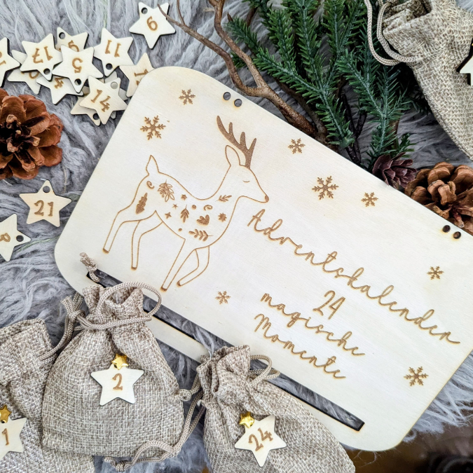 4 Designs Adventskalender SVG Laser Datei Skandi für Kinder und Erwachsene Boho Scandi Kalender Diy Balerina Vogel Weihnachtshäuschen Haus Schneekugel – Bild 37