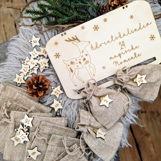 4 Designs Adventskalender SVG Laser Datei Skandi für Kinder und Erwachsene Boho Scandi Kalender Diy Balerina Vogel Weihnachtshäuschen Haus Schneekugel – Bild 3