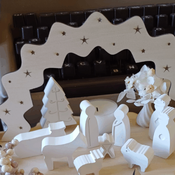 3mm und 4mm Krippe aus Holz mit Figuren zum stecken Kulisse Minikrippe Teller für Krippe SVG Laser Datei Weihnachten Heilige Nacht – Bild 9