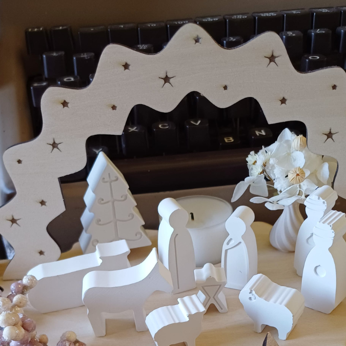 Krippe aus Holz mit Figuren zum stecken 3mm und 4mm Kulisse Minikrippe Teller für Krippe SVG Laser Datei Weihnachten Heilige Nacht – Bild 9