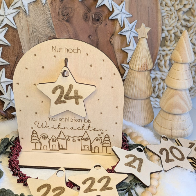 SVG Laser Datei Weihnachten 3 Designs Countdown Weihnachtscountdown Weihnachtstafel 3mm Nussknacker Ballerina Skandi russische Weihnacht – Bild 18