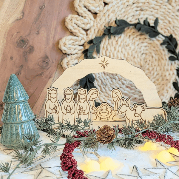 3mm und 4mm Krippe aus Holz mit Figuren zum stecken Kulisse Minikrippe Teller für Krippe SVG Laser Datei Weihnachten Heilige Nacht – Bild 10