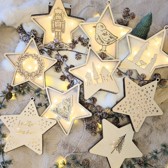 Lichtsterne Leuchtsterne 12 Designs Sterne zum beleuchten SVG Laser Datei Weihnachten Transparentpapier Leuchtdatei Weihnachtsdeko – Bild 8