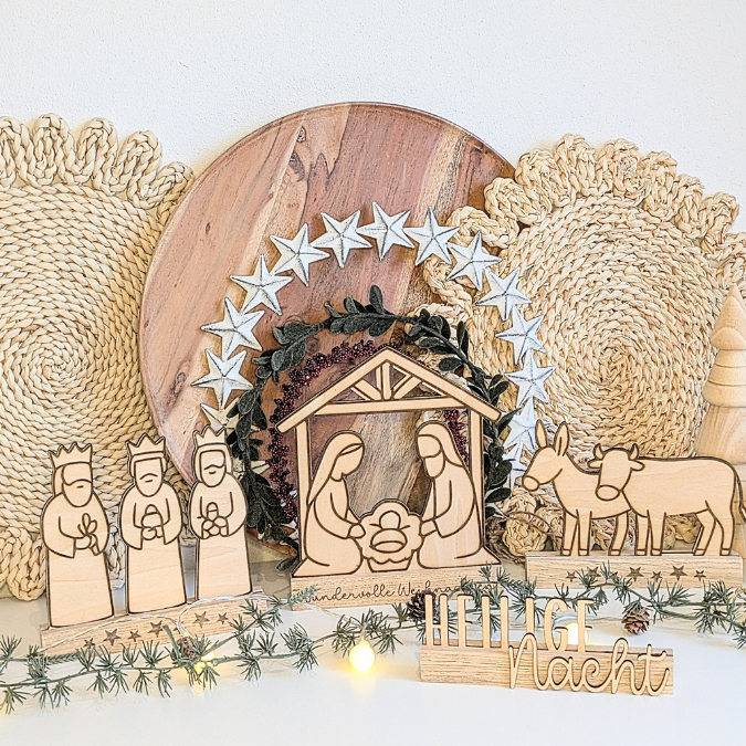 SVG Laserdatei für Klötzchen Klötzchenset Krippe Weihnachten Schriftzüge Schriftzug Krippenszene Heilige Nacht Winter SVG Datei – Bild 33