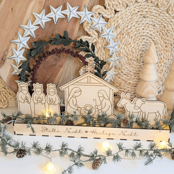 3mm und 4mm Krippe mit Box zum beleuchten Minikrippe SVG Laser Datei Weihnachten Heilige Nacht Krippenkulisse Weihnachtsdeko Weihnachten – Bild 22