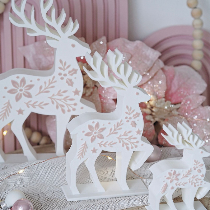 STL 3D Druck Datei Winter Hirsch in 3 Größen Winter-Design Skandi Scandi Weihnachten 3D-Druck Winterdeko Reh Floral zum Aufstellen – Bild 6