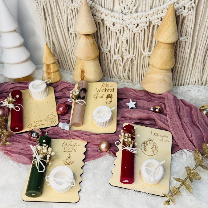 6 Designs Laserdatei Halter für Kerzen, Kerzenständer Geld Verpackung für Gutscheine Kleinigkeiten Weihnachten Nikolaus Christkind SVG Datei – Bild 24