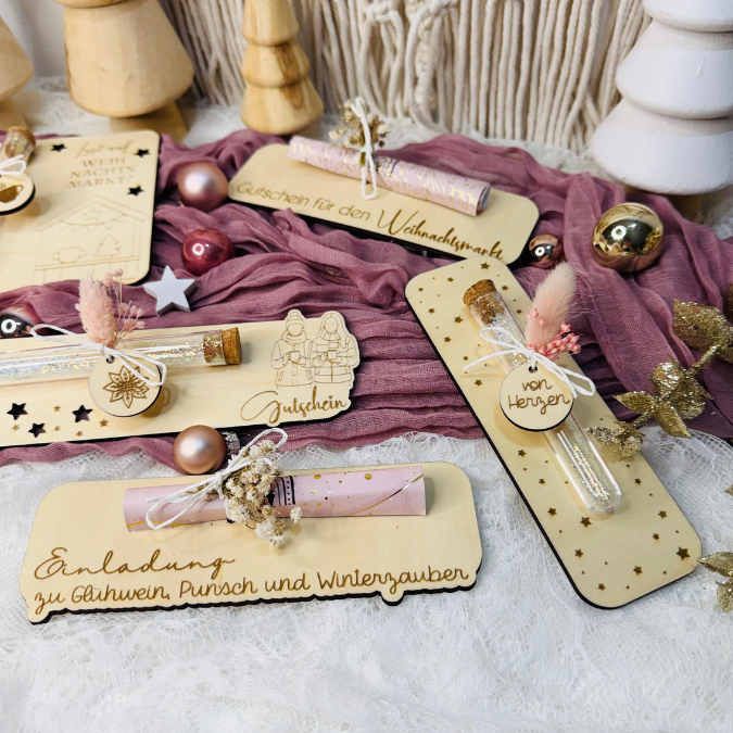 SVG Laserdatei 8 Designs Verpackung für Weihnachtsmarkt Gutscheine Weihnachten Geschenkidee Zeit statt Zeug Winter inkl Anhänger SVG Datei Einladung – Bild 24