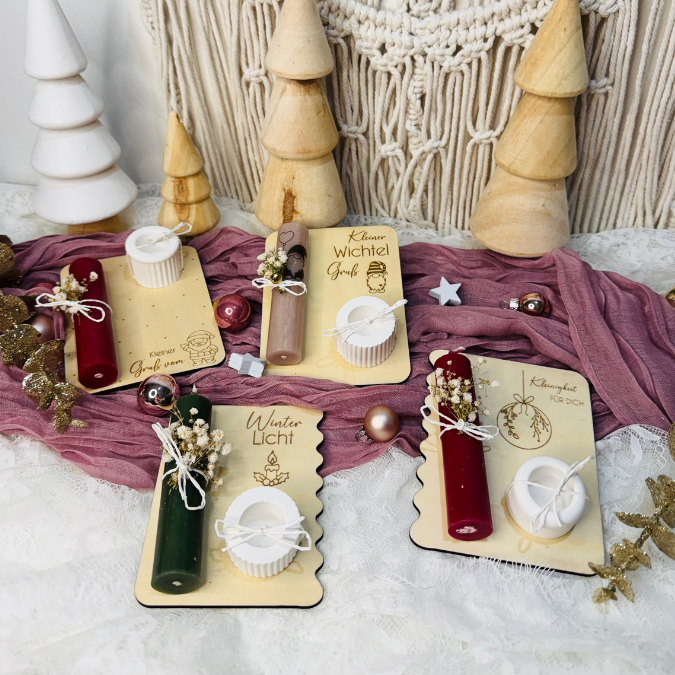 6 Designs Laserdatei Halter für Kerzen, Kerzenständer Geld Verpackung für Gutscheine Kleinigkeiten Weihnachten Nikolaus Christkind SVG Datei – Bild 26