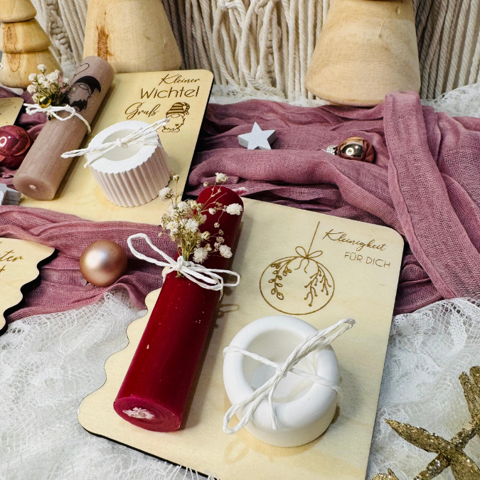 6 Designs Laserdatei Halter für Kerzen, Kerzenständer Geld Verpackung für Gutscheine Kleinigkeiten Weihnachten Nikolaus Christkind SVG Datei – Bild 27