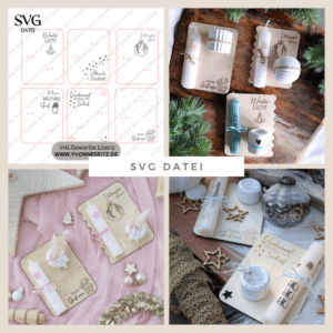 6 Designs Laserdatei Halter für Kerzen, Kerzenständer Geld Verpackung für Gutscheine Kleinigkeiten Weihnachten Nikolaus Christkind SVG Datei