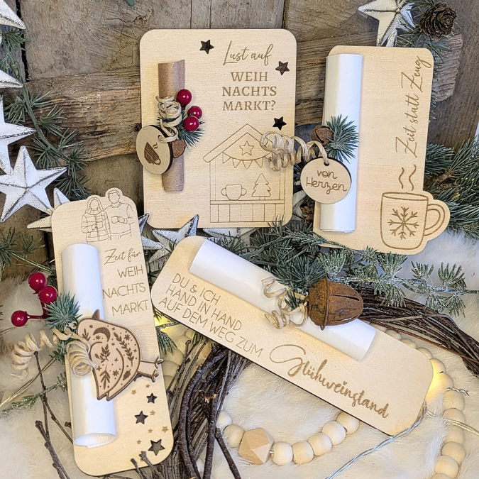 SVG Laserdatei 8 Designs Verpackung für Weihnachtsmarkt Gutscheine Weihnachten Geschenkidee Zeit statt Zeug Winter inkl Anhänger SVG Datei Einladung – Bild 31